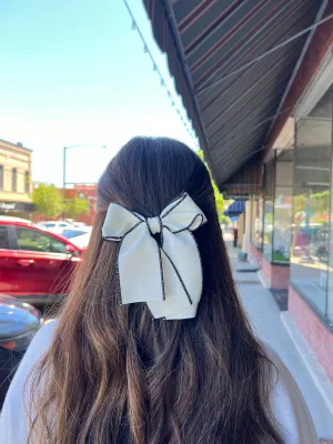 Big Double Bow Hair Clip in White