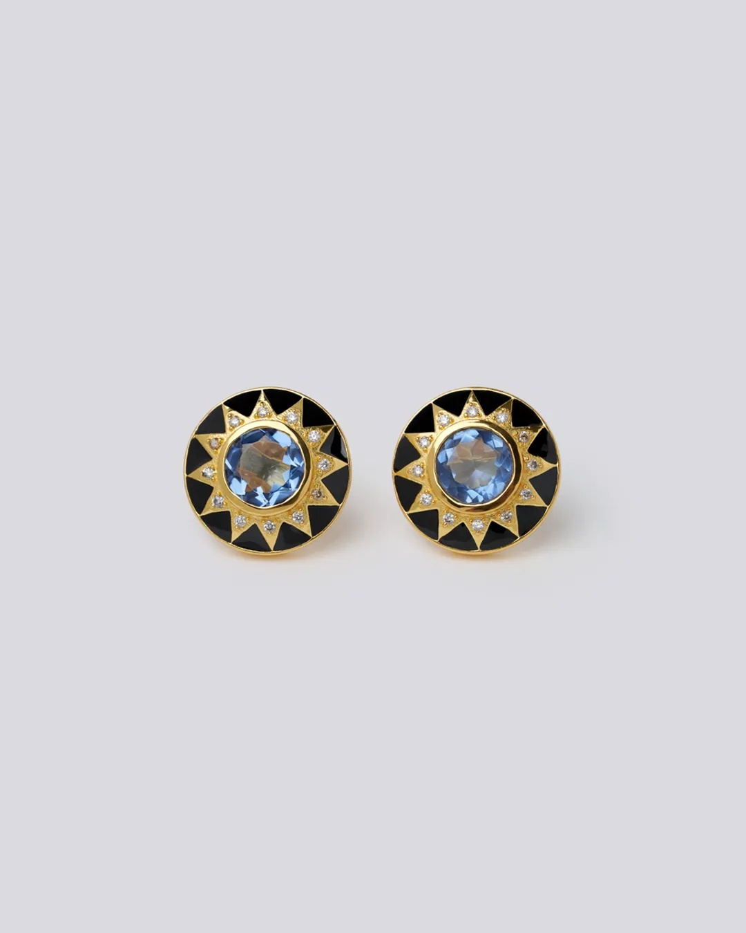 Black Enamel Sun Earrings