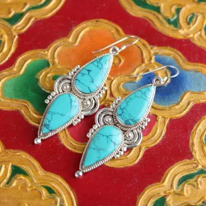 Bold Sterling Silver and Turquoise Earrings