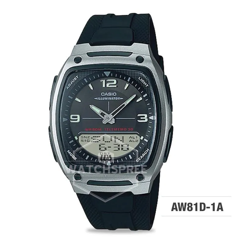 Casio Analog-Digital Silver Stainless Steel Band Watch AW81D-1A