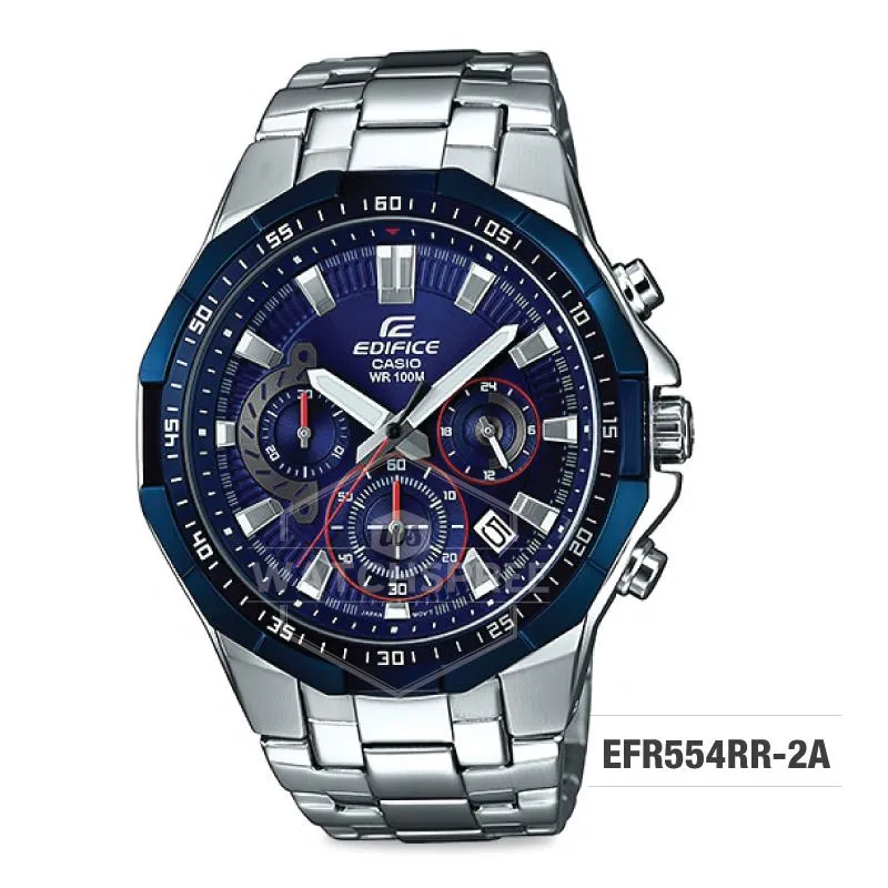 Casio Edifice Color Theme Racing Blue Concept Series Silver Stainless Steel Band Watch EFR554RR-2A