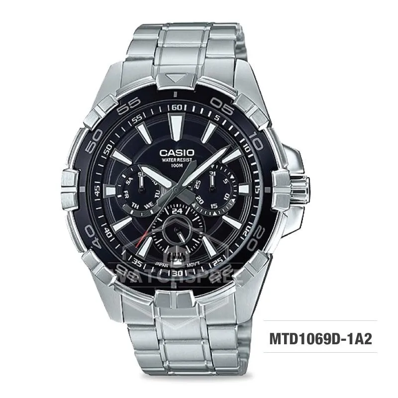 Casio Men's Diver Look Standard Analog Silver Stainless Steel Band Watch MTD1069D-1A2 MTD-1069D-1A2