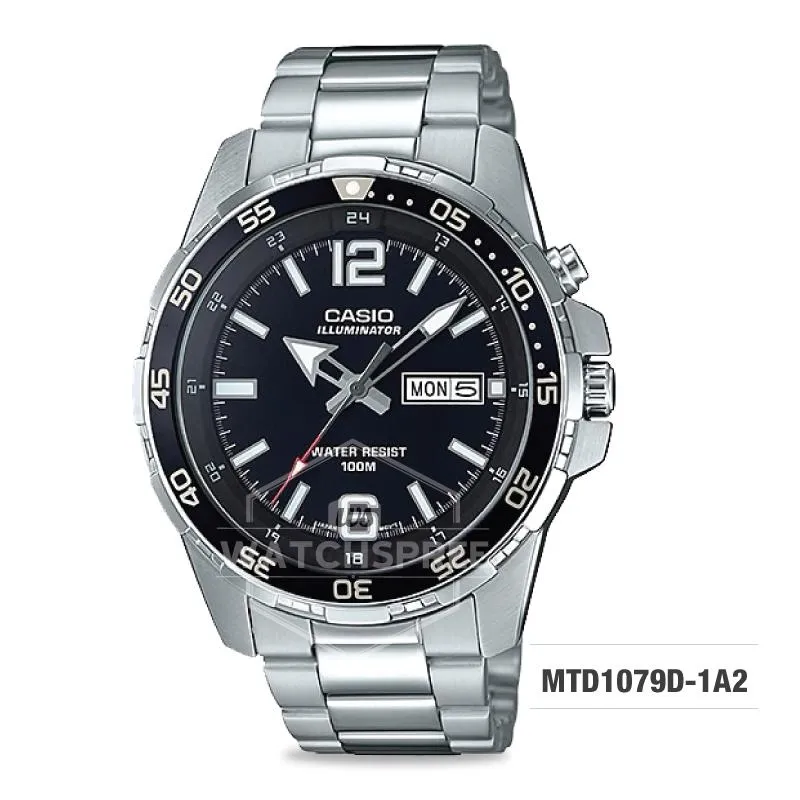 Casio Men's Diver Look Standard Analog Silver Stainless Steel Band Watch MTD1079D-1A2 MTD-1079D-1A2