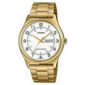 Casio Men's Standard Analog Gold Ion Plated Stainless Steel Band Watch MTPV006G-7B MTP-V006G-7B