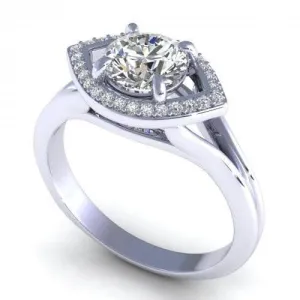 Certified 1.10 CT Round Cut Diamond Engagement Ring 18 KT White Gold