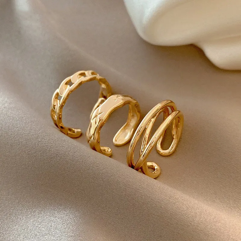 Chain Ring 14K Gold Adjustable Ring Set