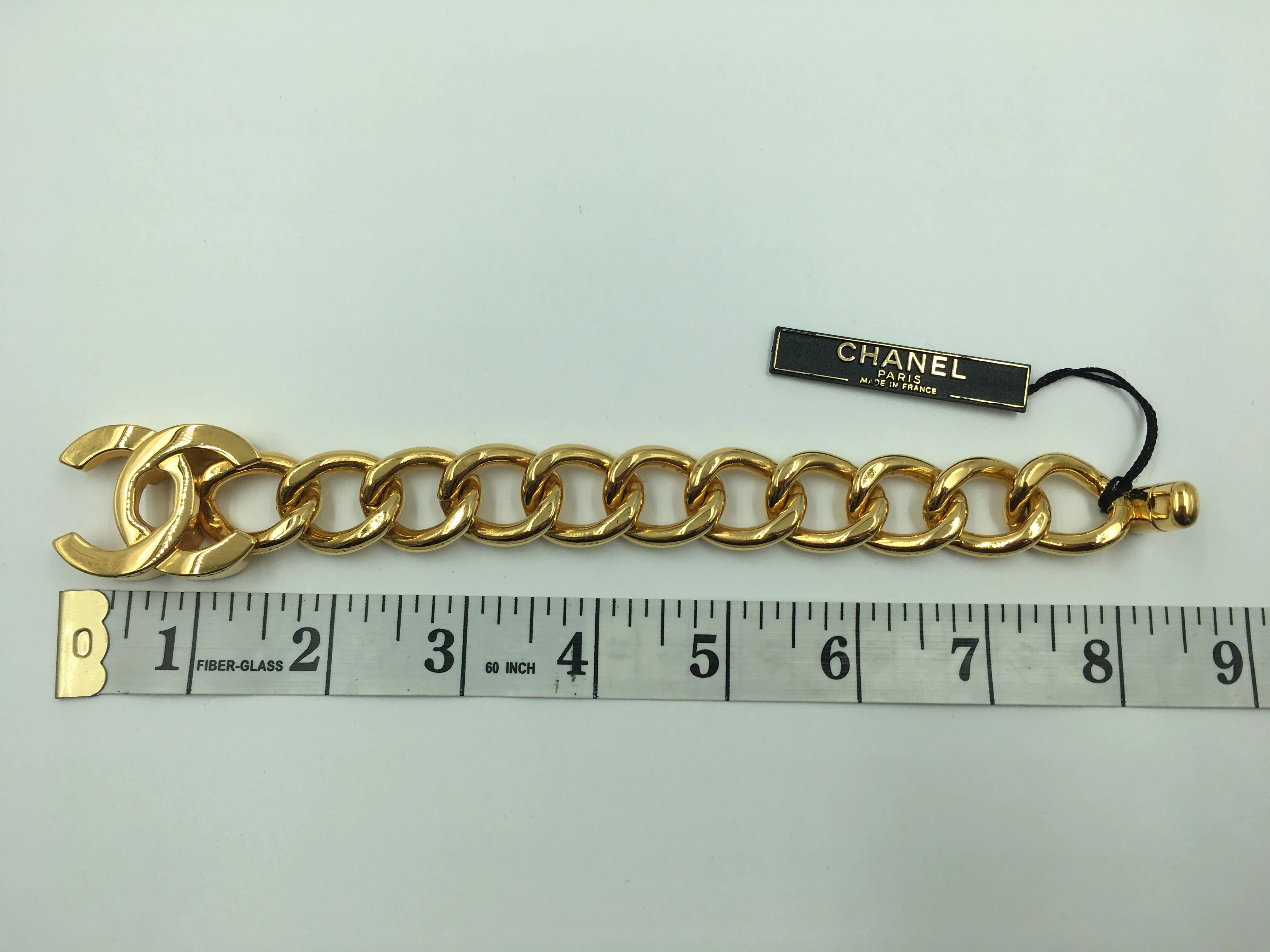 Chanel Gold Tone CC Logo Chunky Chain Bracelet