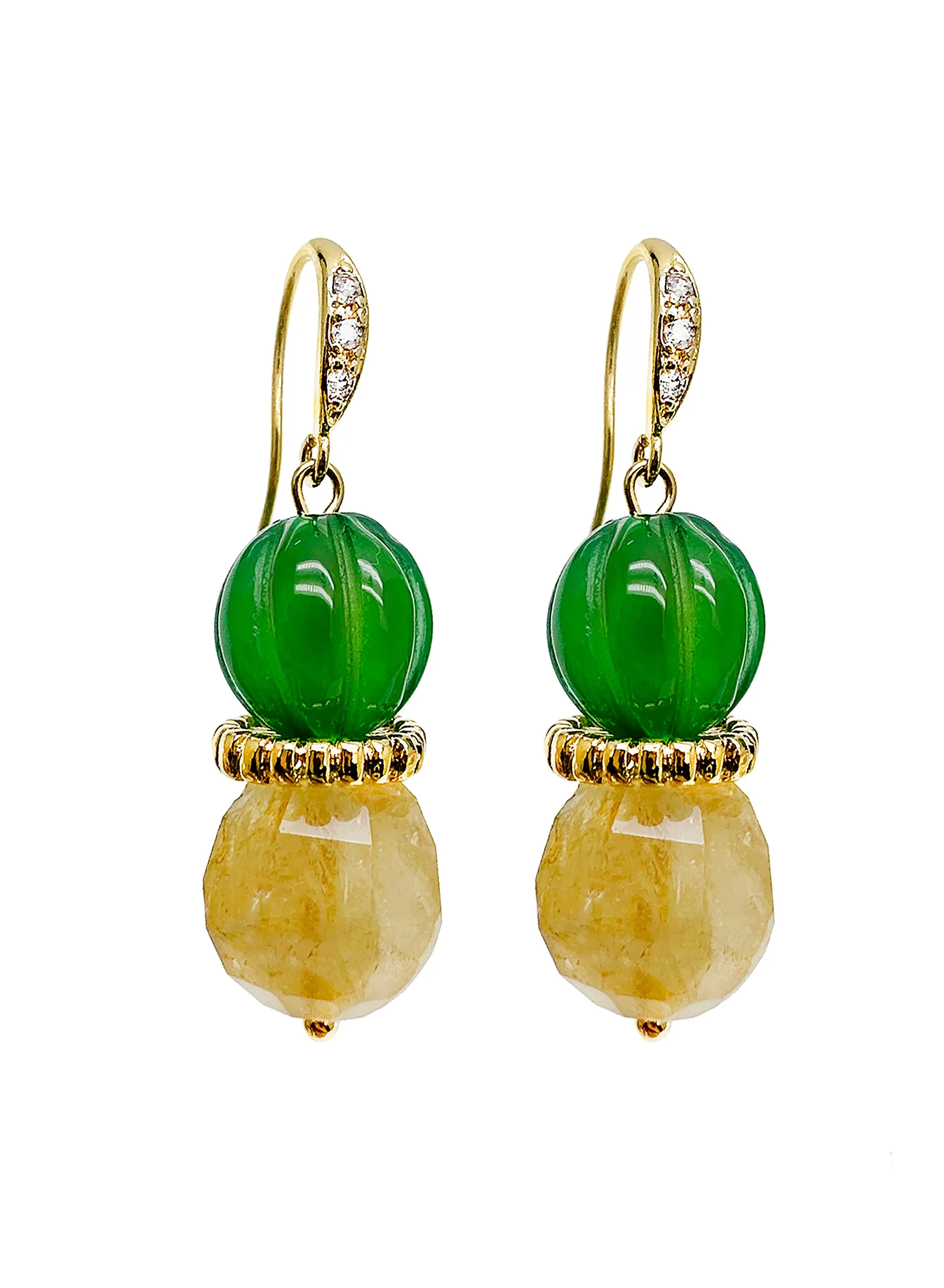 Citrine and Green Agate Earrings JE011