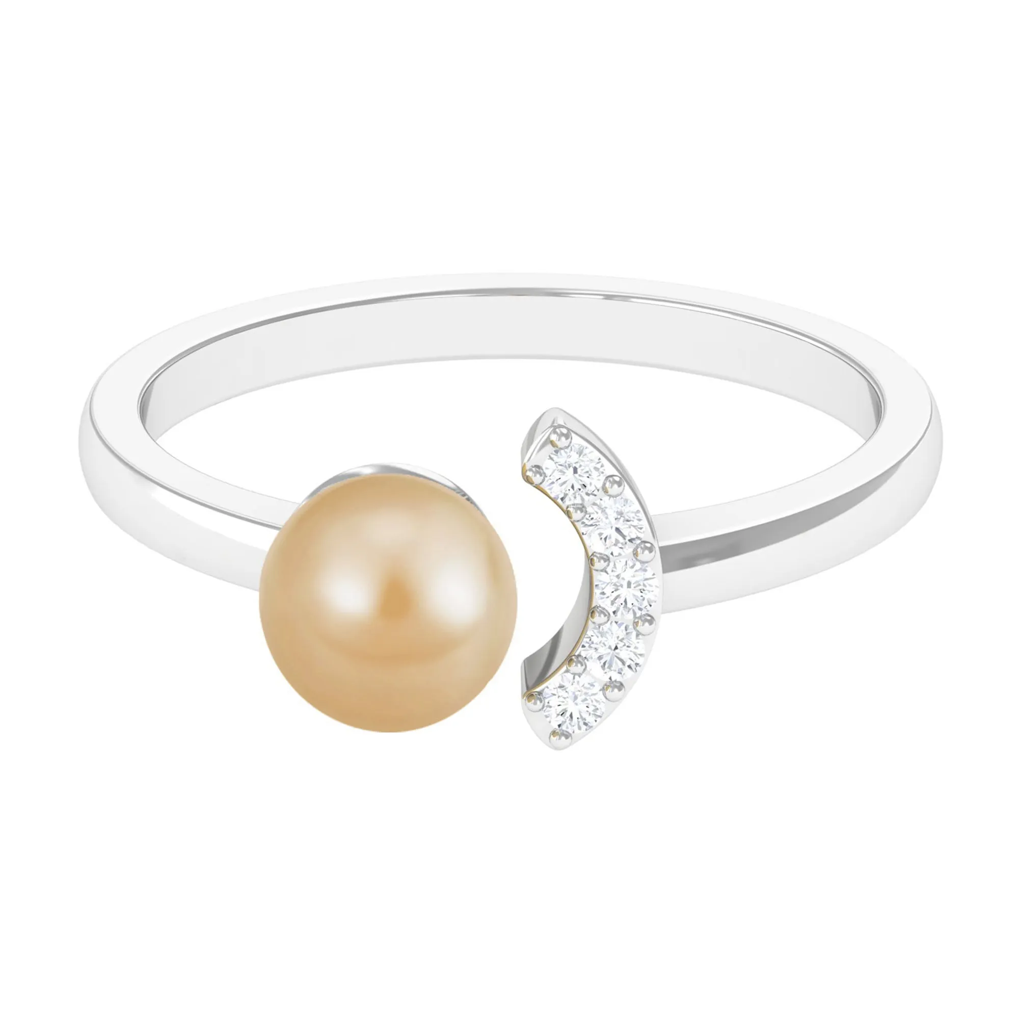 Classic South Sea Pearl and Diamond Cuff Engagement Ring