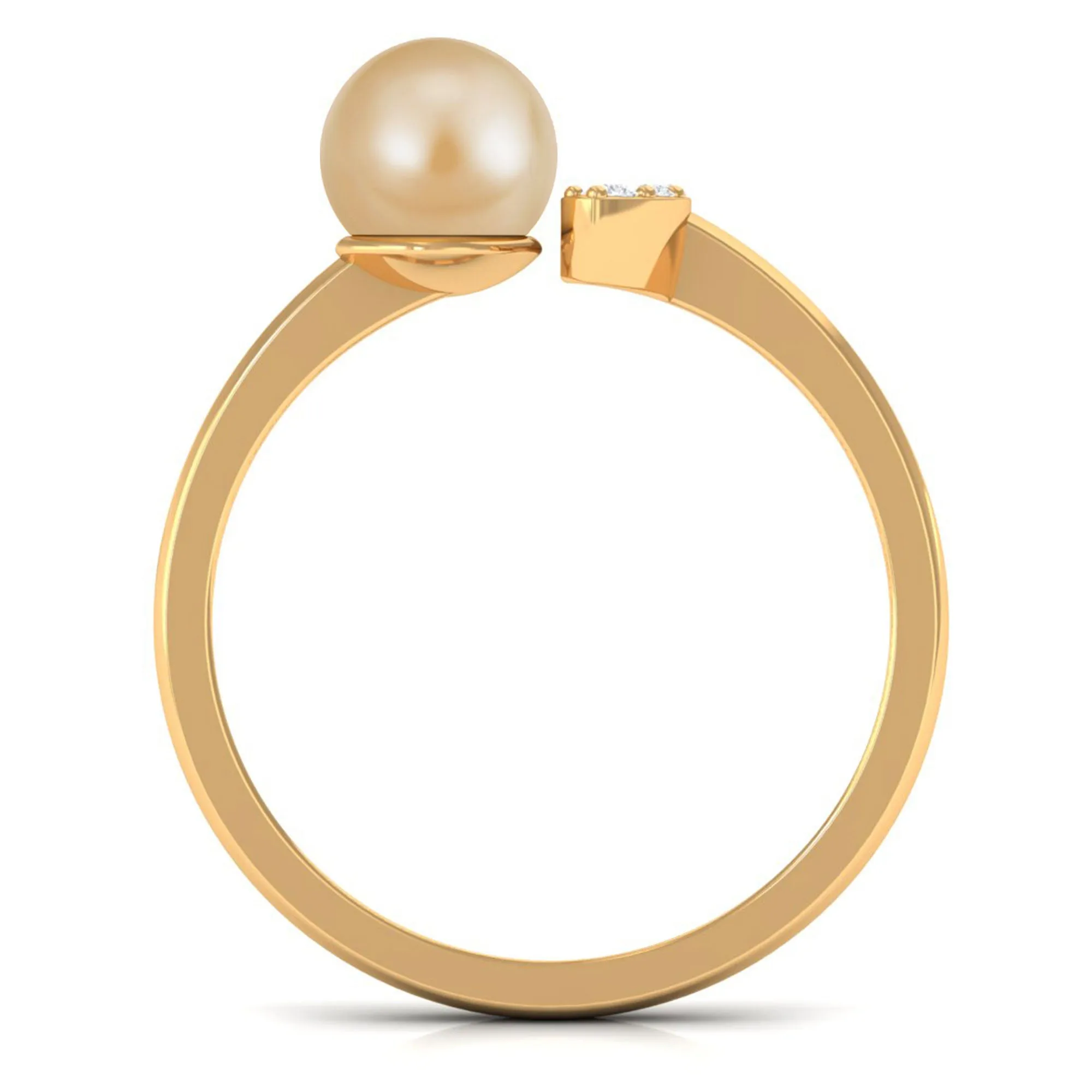 Classic South Sea Pearl and Diamond Cuff Engagement Ring