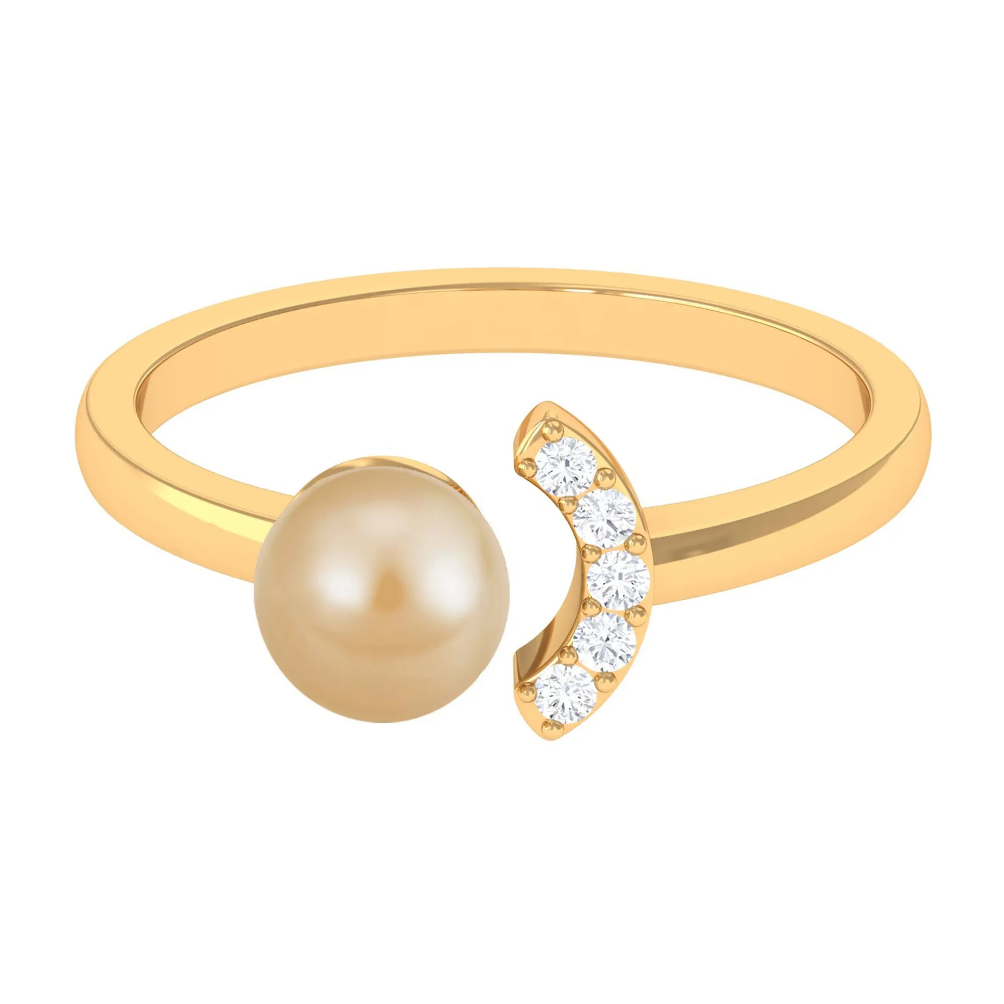 Classic South Sea Pearl and Diamond Cuff Engagement Ring