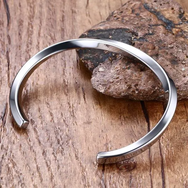 Classy Men Twisted Silver Cuff Bracelet