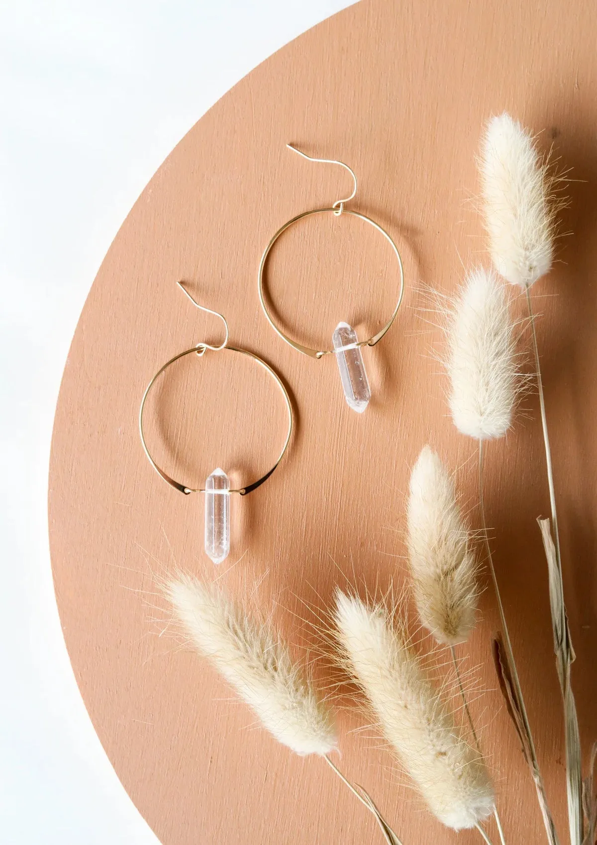 Clear Quartz Hoop Earrings