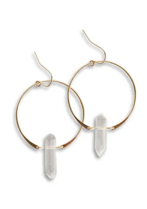 Clear Quartz Hoop Earrings