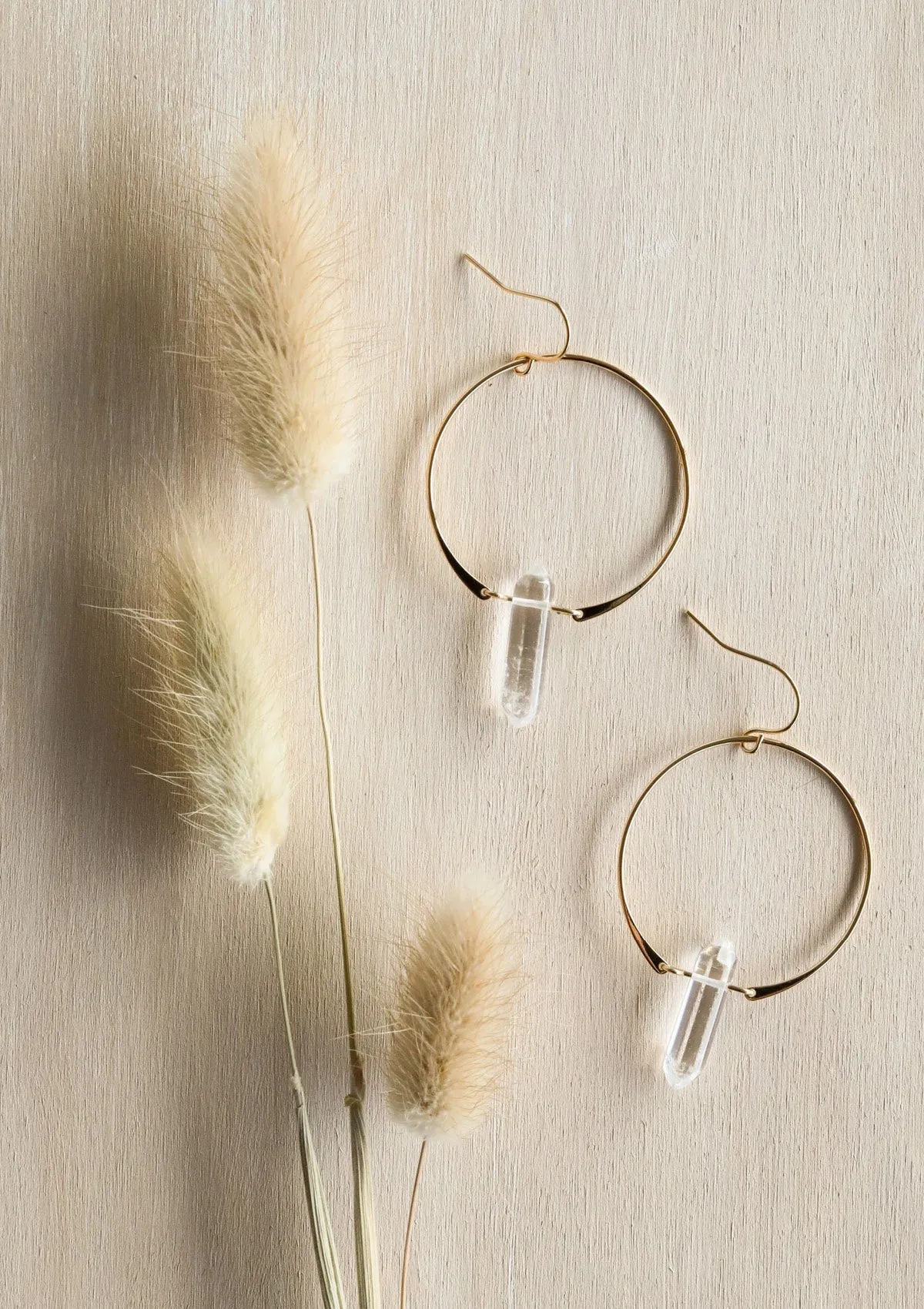 Clear Quartz Hoop Earrings