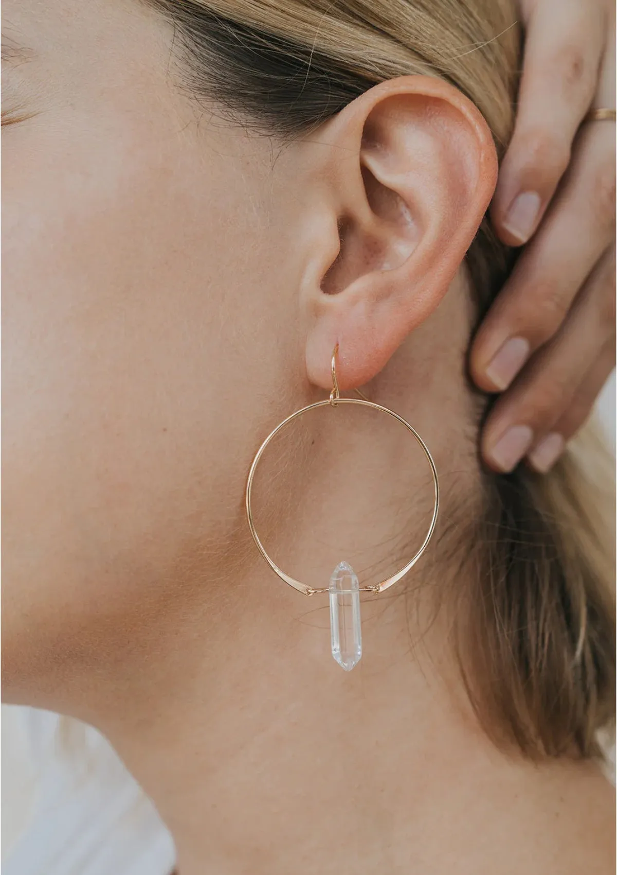 Clear Quartz Hoop Earrings