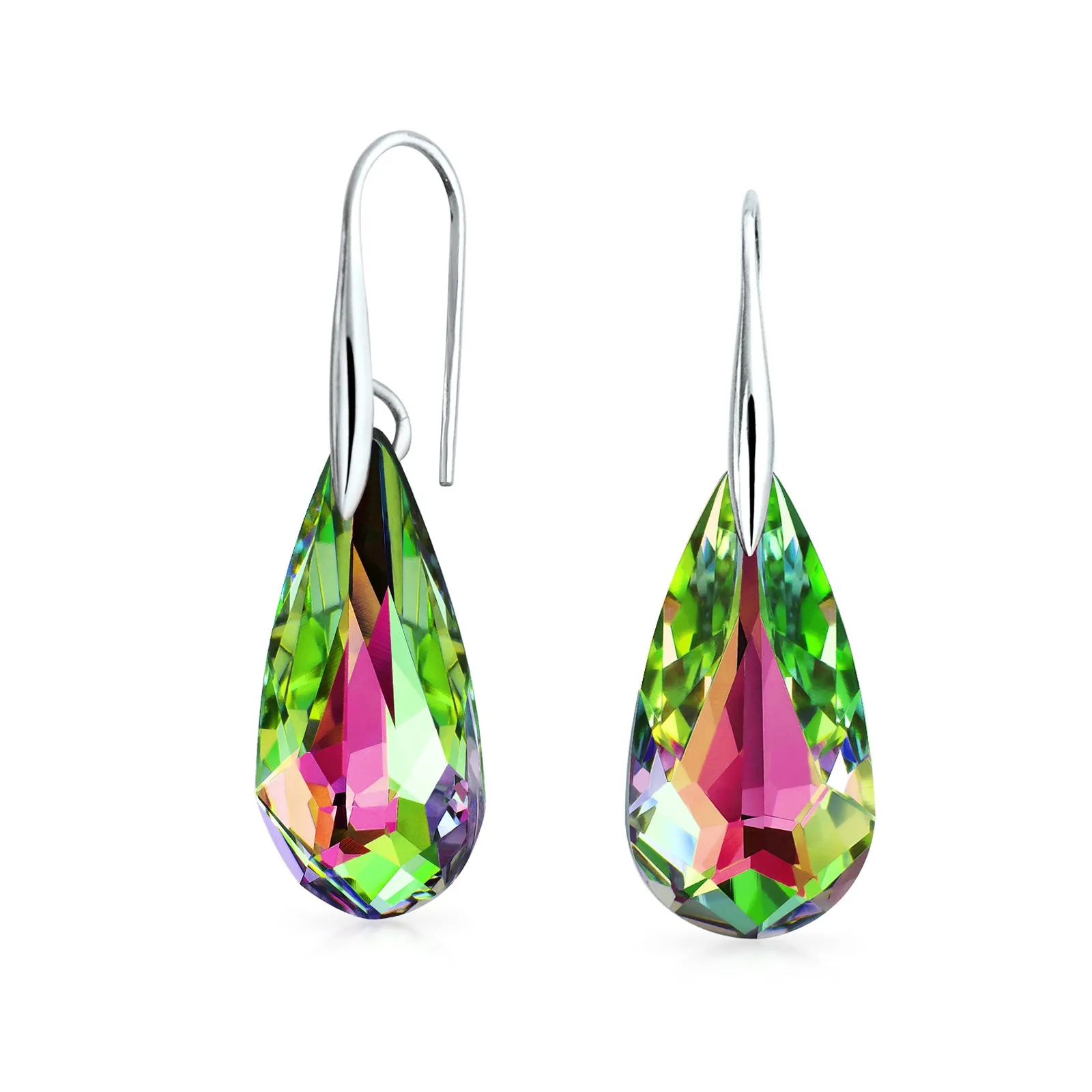 Colorful Multicolor CZ Geometric Criss Cross Square Dangle Earrings