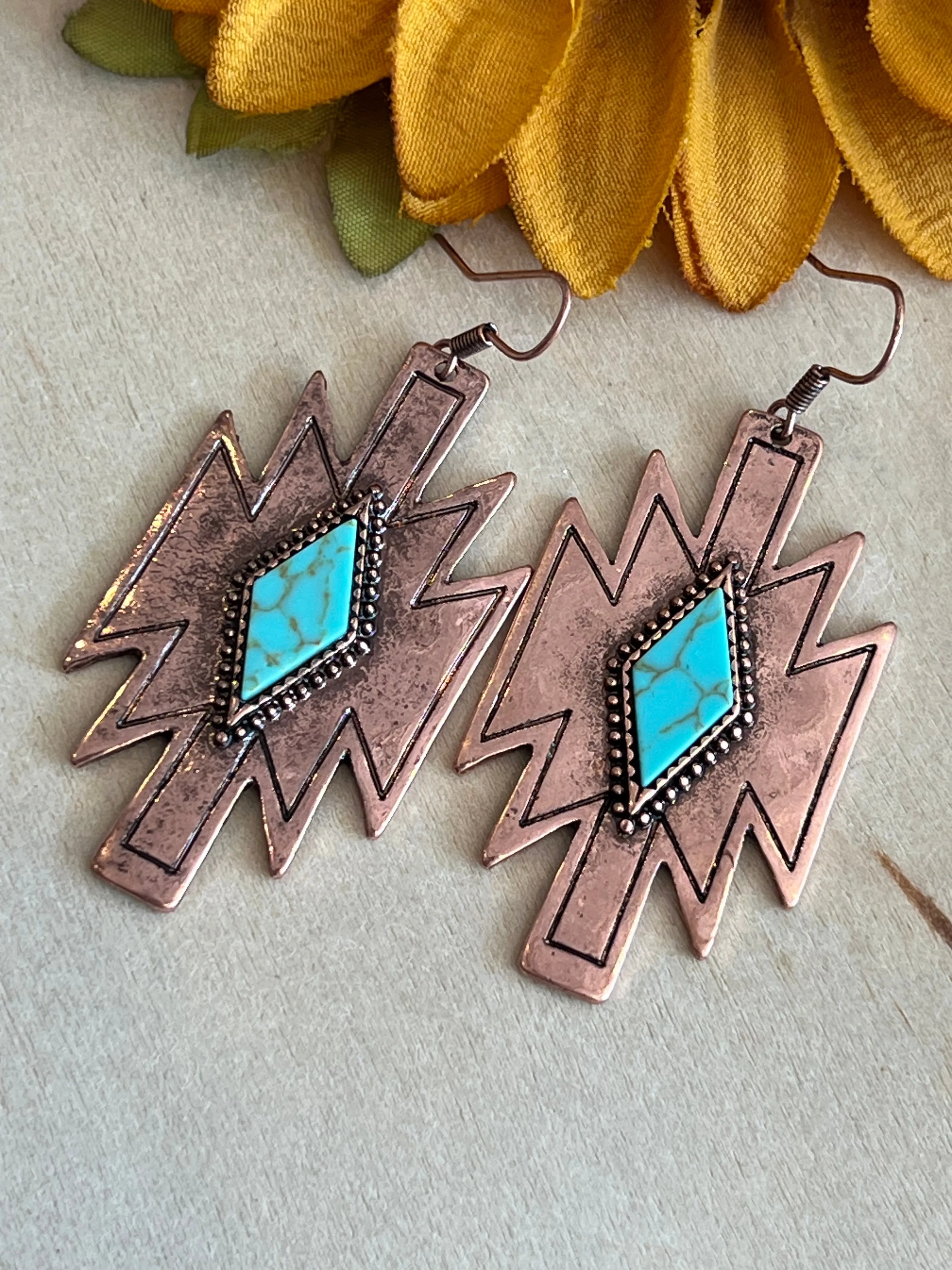 Copper Diamonds Earrings