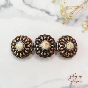 Copper Tone Concho Hair Clip with Ivory Stones