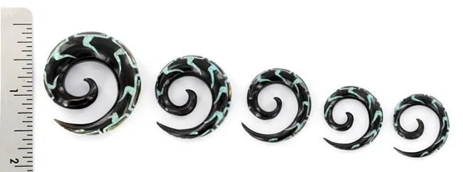 Crushed Turquoise and Abalone Spiral Horn Earring — Price Per 1