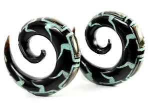 Crushed Turquoise and Abalone Spiral Horn Earring — Price Per 1