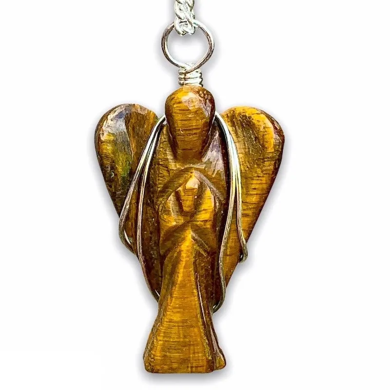 Crystal Guardian Angel Pendant Necklace