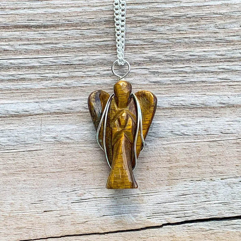 Crystal Guardian Angel Pendant Necklace