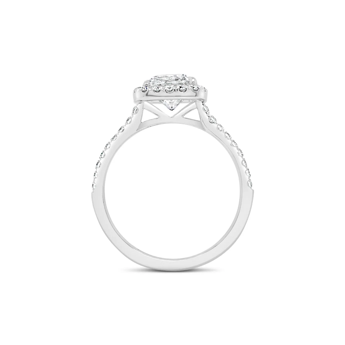 Cushion Halo Diamond Sleek Engagement Ring