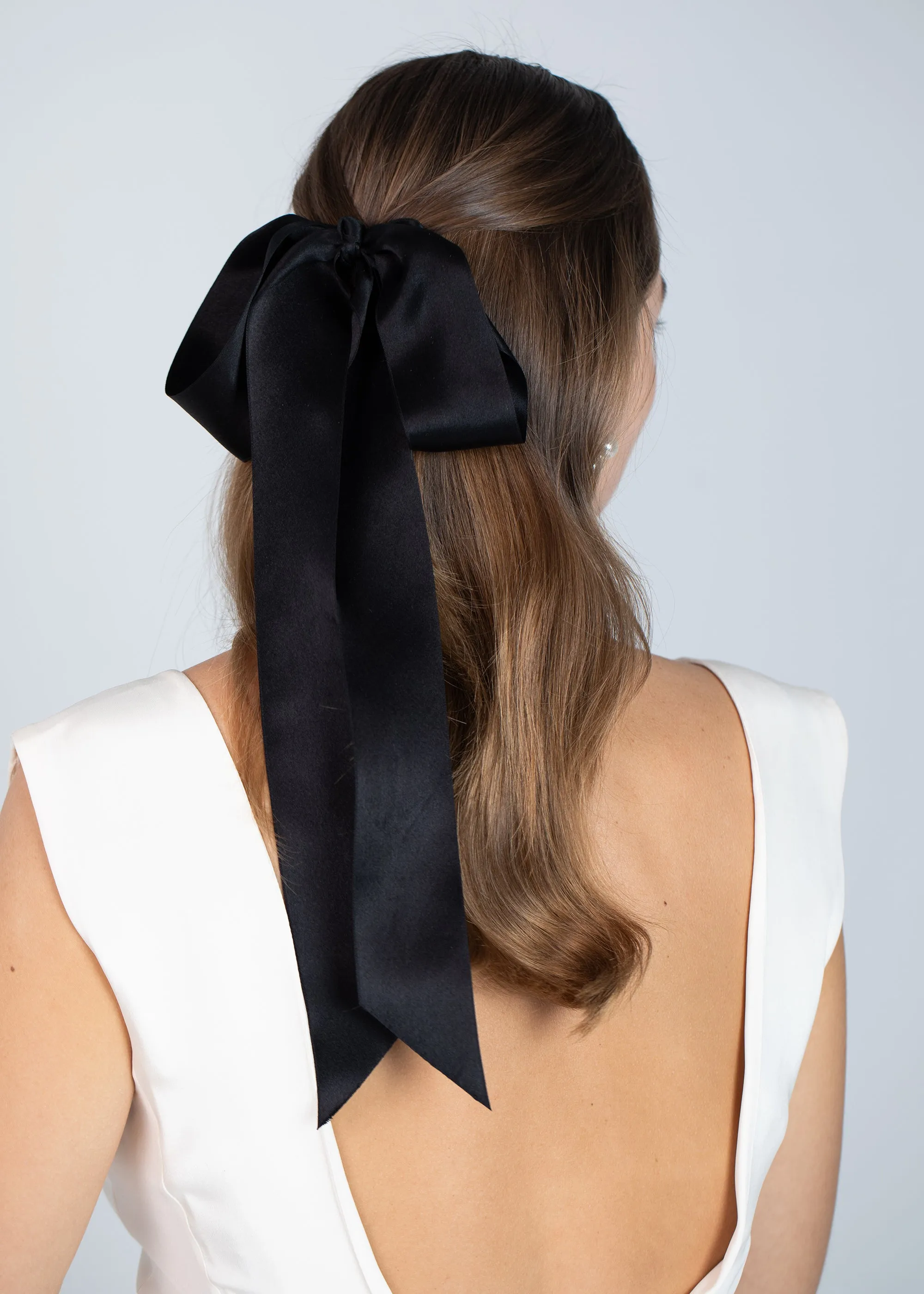 Darla Bow Barrette -- Black