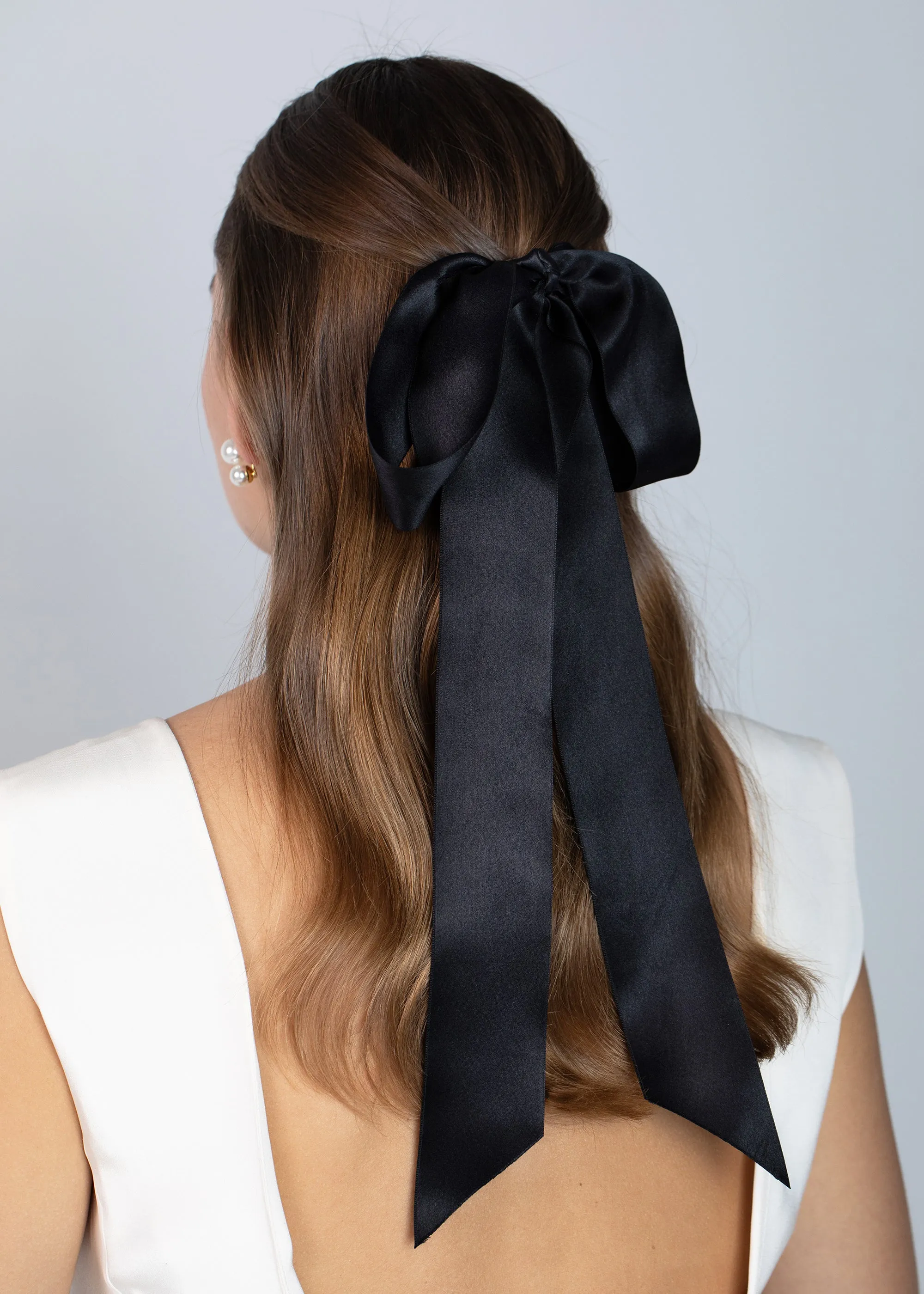 Darla Bow Barrette -- Black