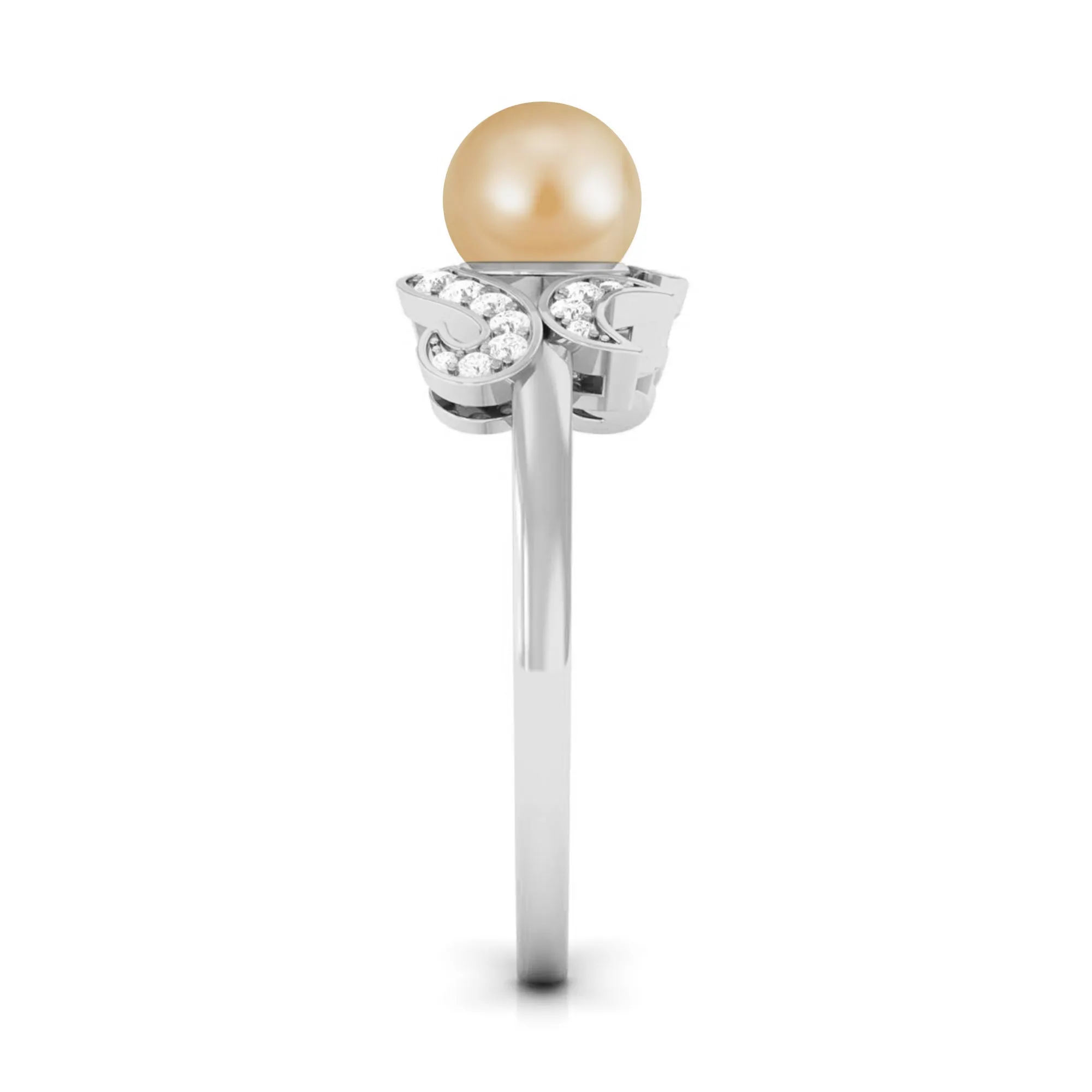 Designer South Sea Pearl Engagement Ring with Diamond