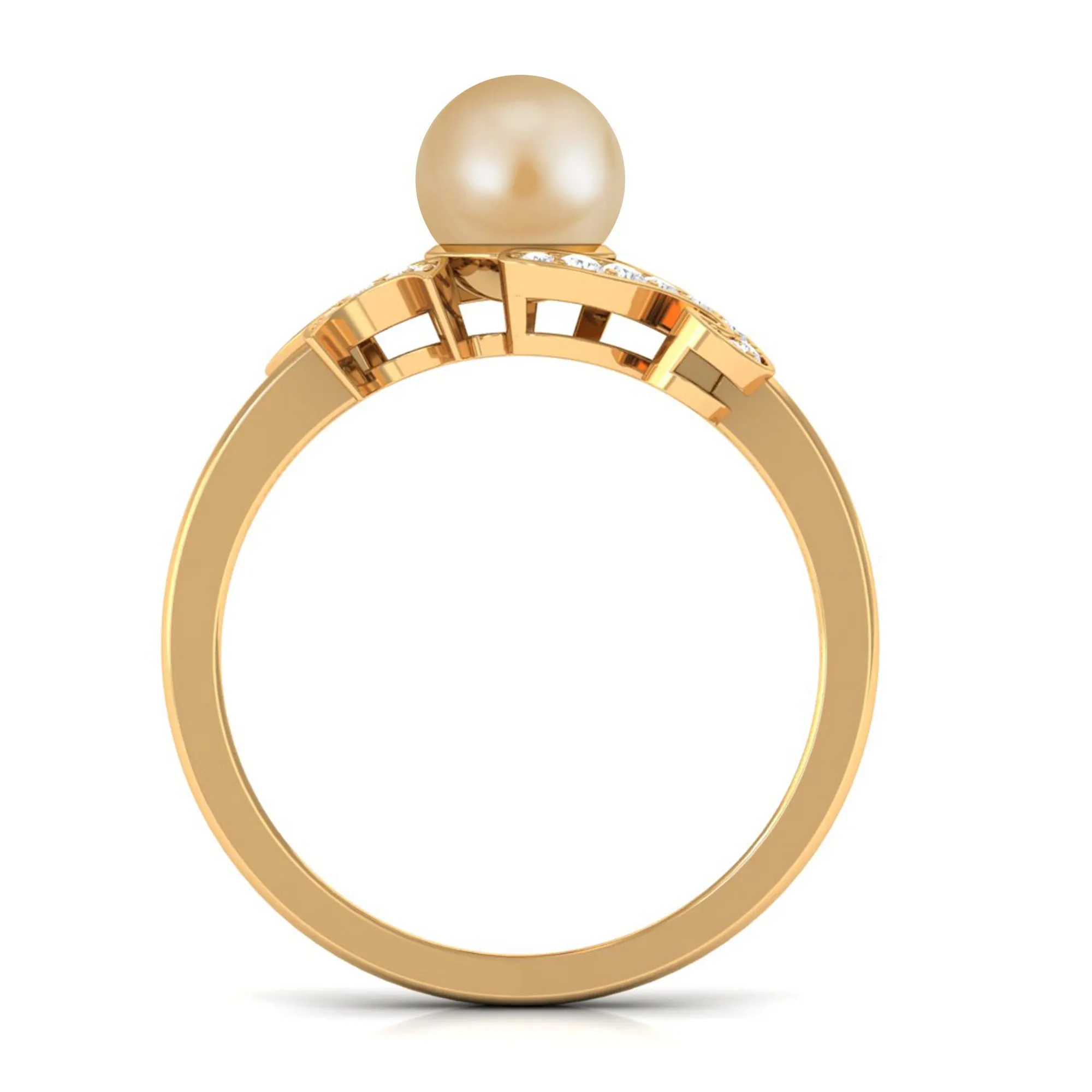 Designer South Sea Pearl Engagement Ring with Diamond