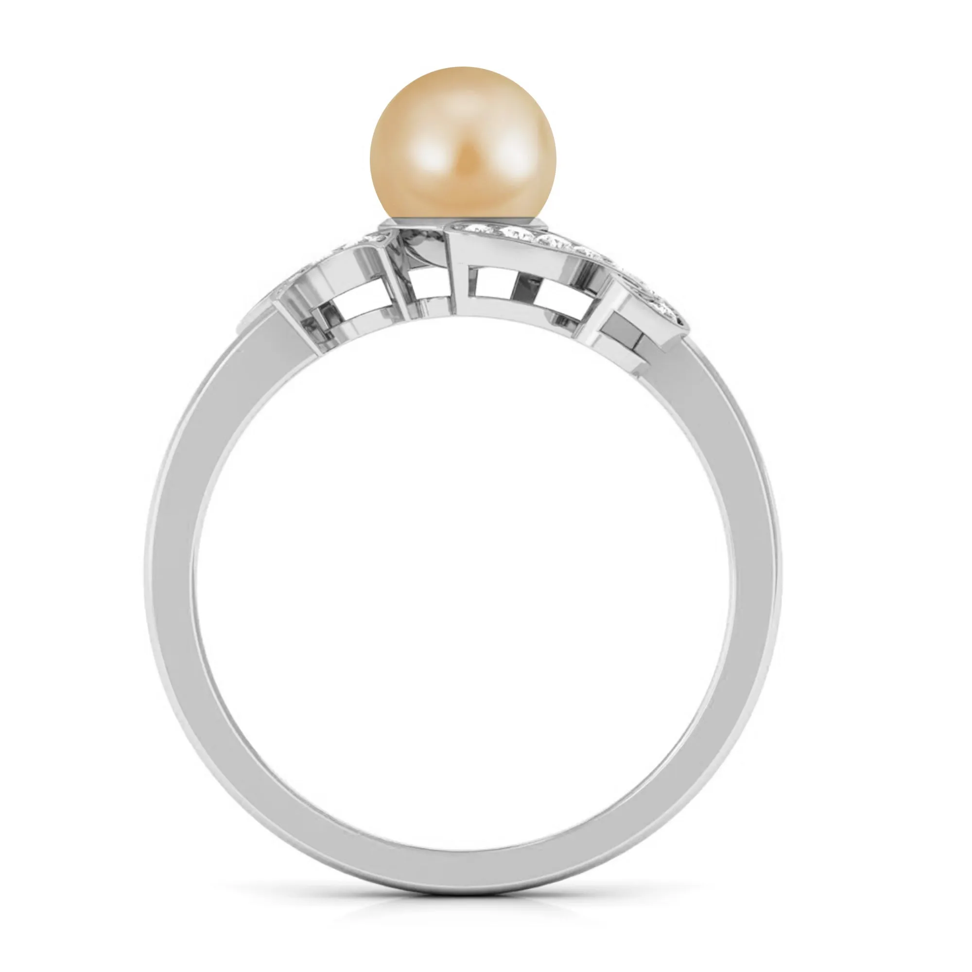 Designer South Sea Pearl Engagement Ring with Diamond