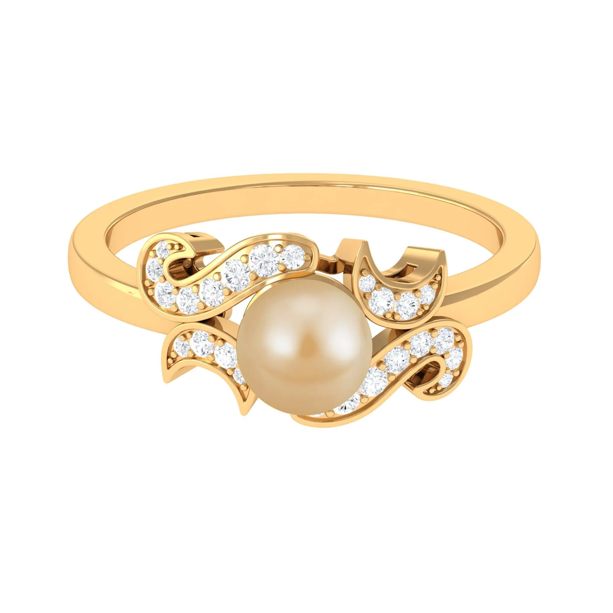 Designer South Sea Pearl Engagement Ring with Diamond