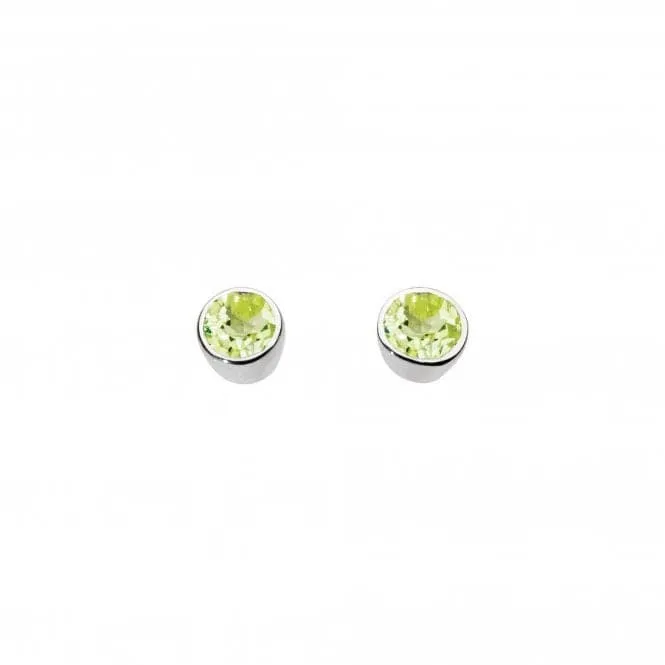 Dew Sterling Silver Small Round Peridot Stud Earrings 3006PD