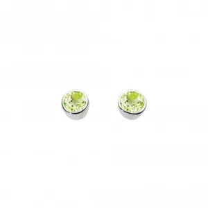 Dew Sterling Silver Small Round Peridot Stud Earrings 3006PD