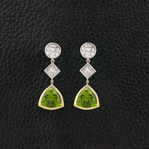 Diamond & Peridot Dangle Earrings