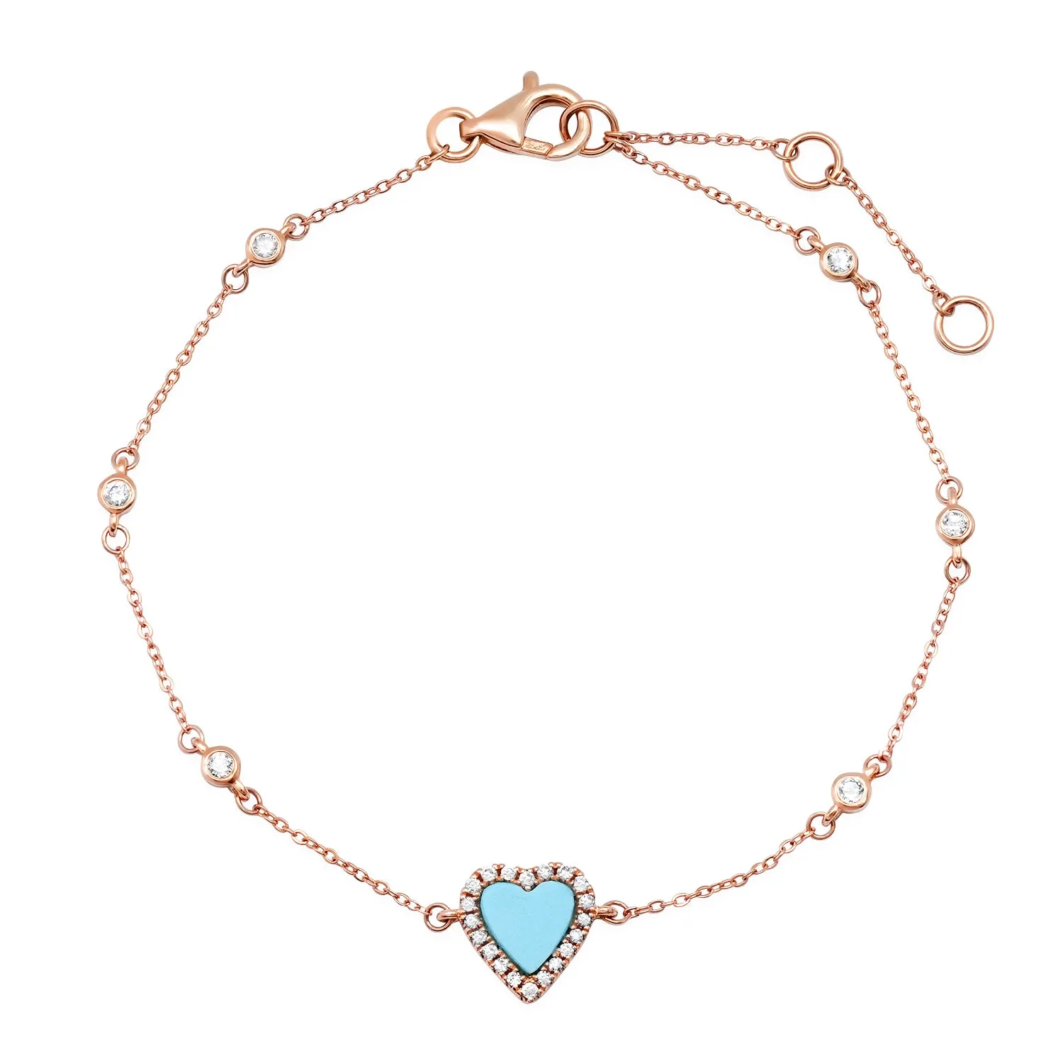 Diamond & Turquoise Heart Bracelet