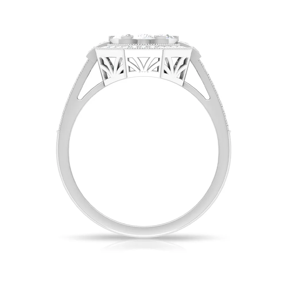 Diamond Flower Engagement Ring in Prong Setting