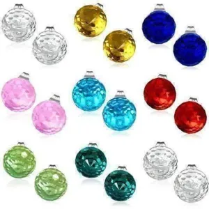 Disco Ball Faceted Crystal Stud Earrings - Eight Colors!