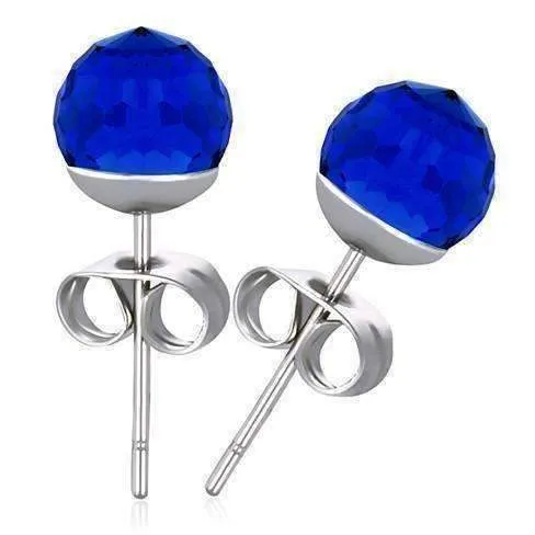 Disco Ball Faceted Crystal Stud Earrings - Eight Colors!