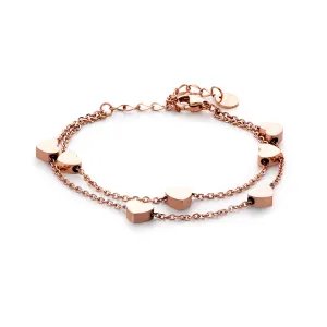 Double heart chain rosé gold