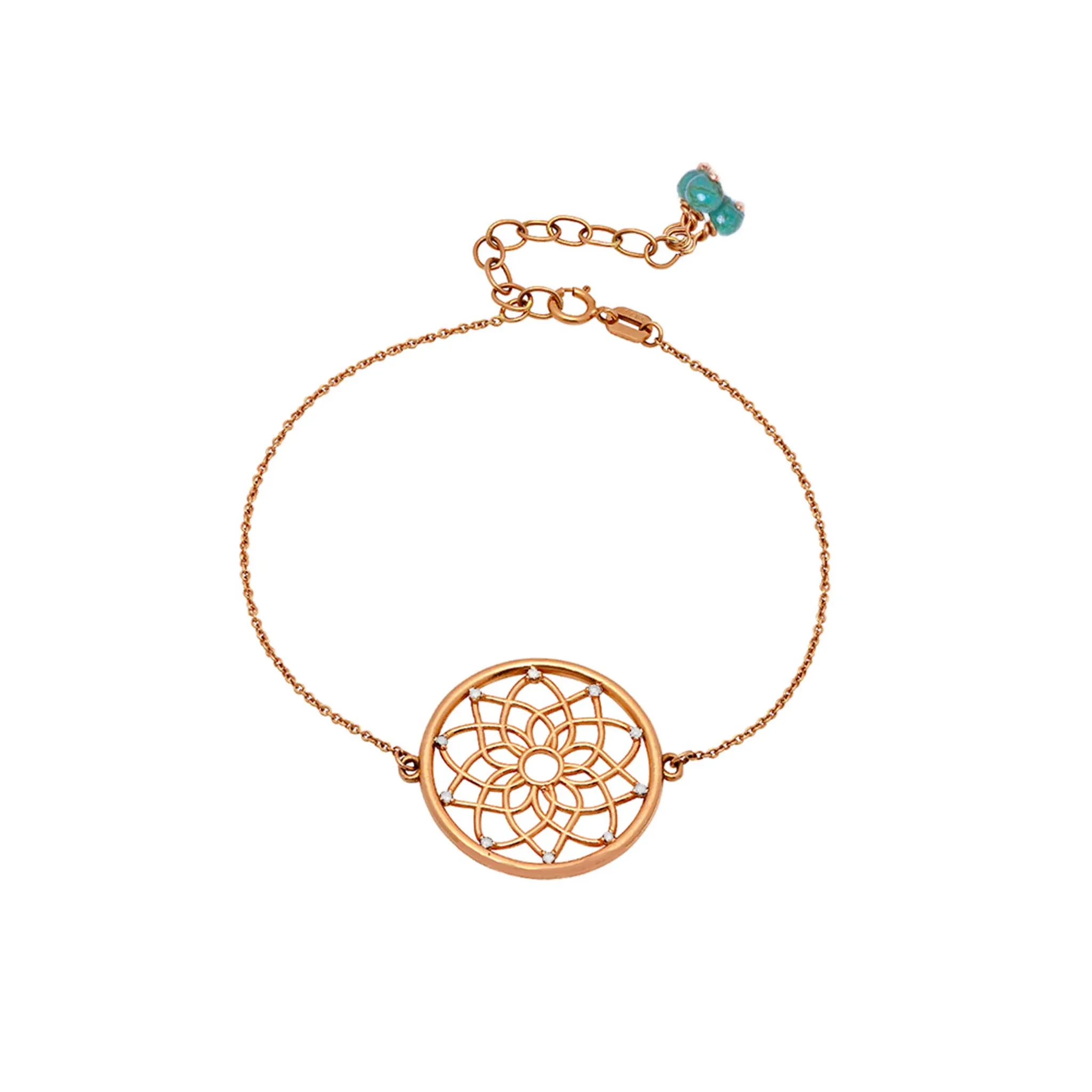 Dream Catcher Bracelet with White Diamonds   Turquoise