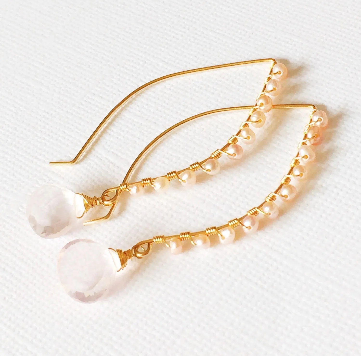 Earrings Ailani - Rose quartz (E189)