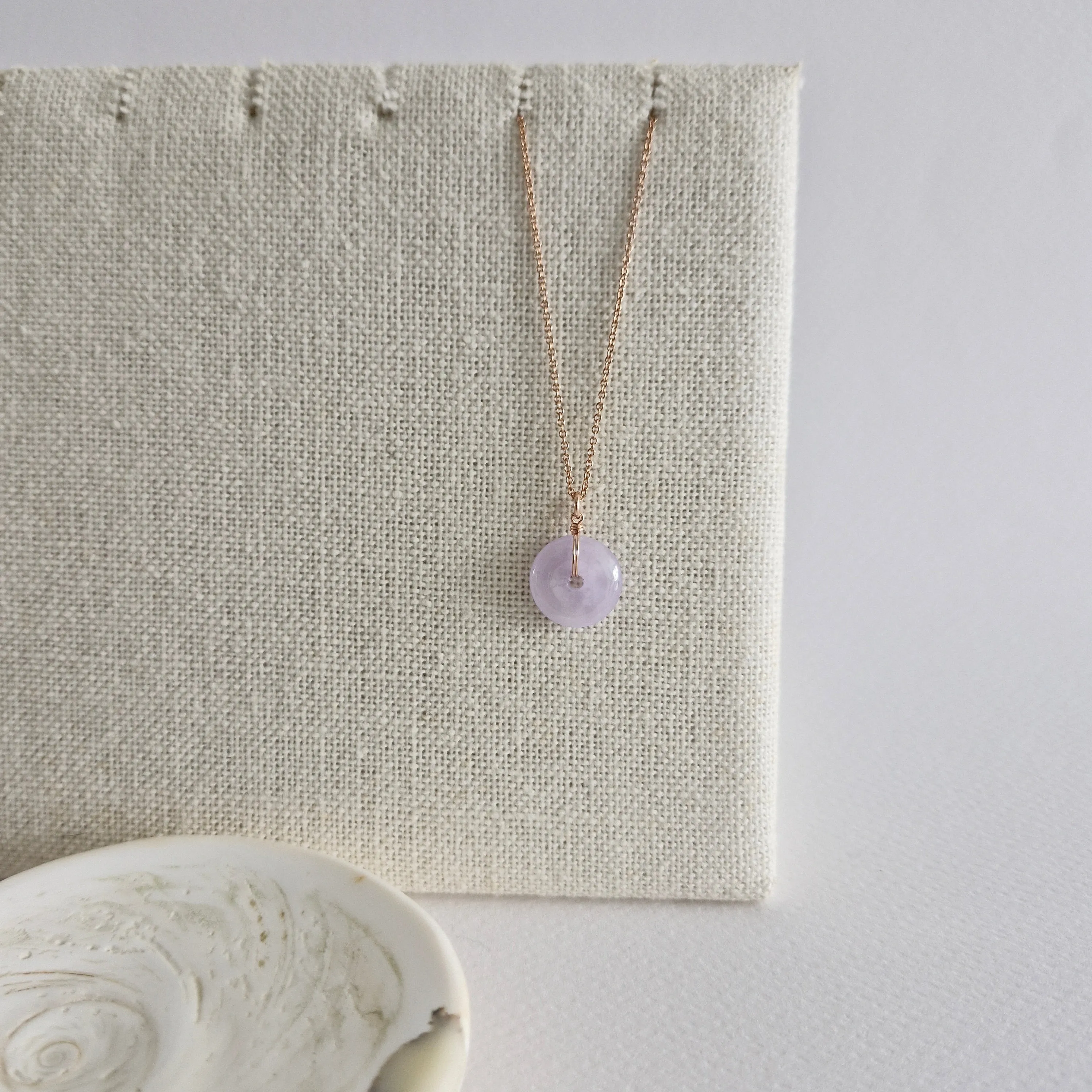 Edith Necklace / 13mm x 4mm Lavender Jade Donut