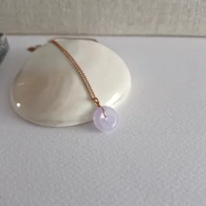 Edith Necklace / 13mm x 4mm Lavender Jade Donut