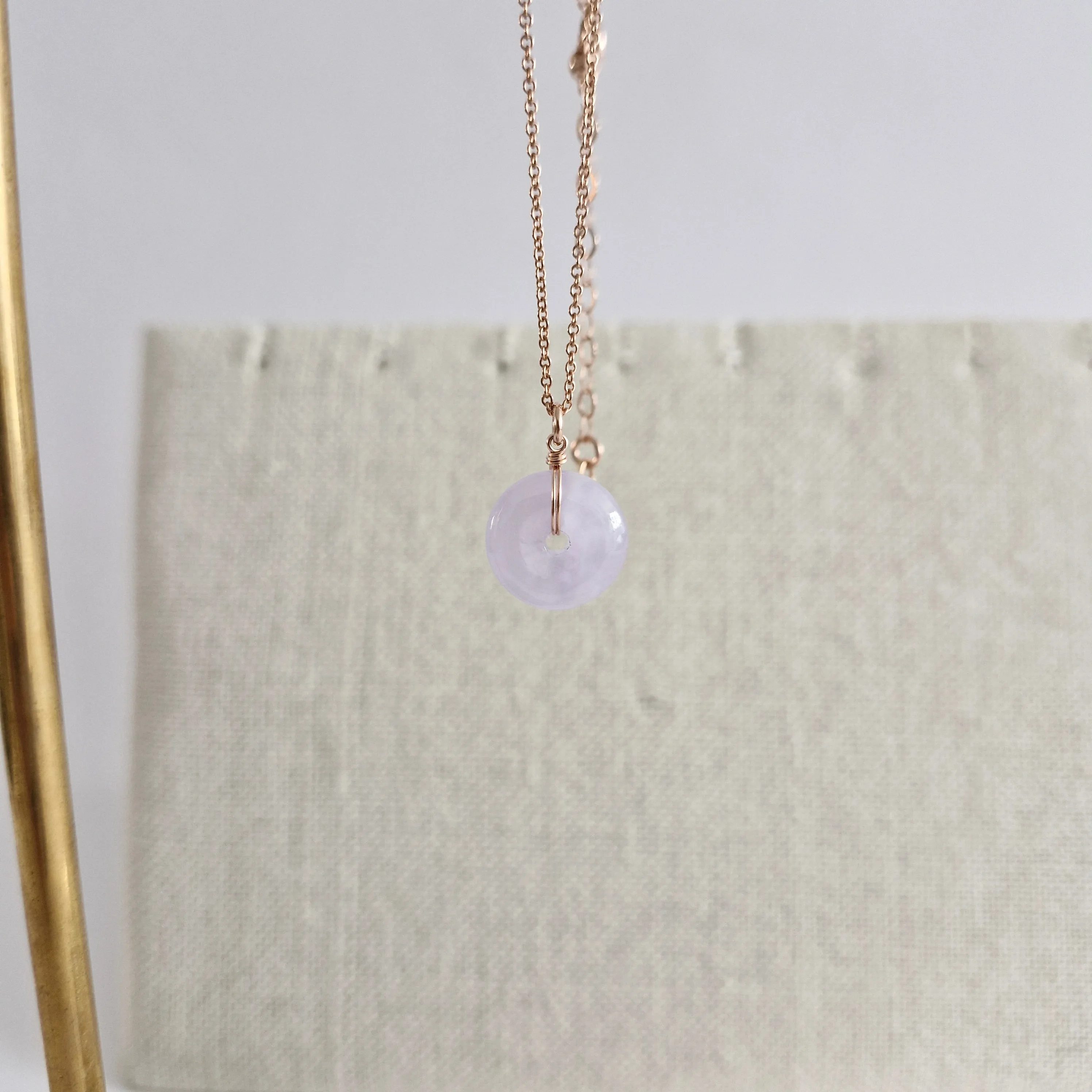 Edith Necklace / 13mm x 4mm Lavender Jade Donut