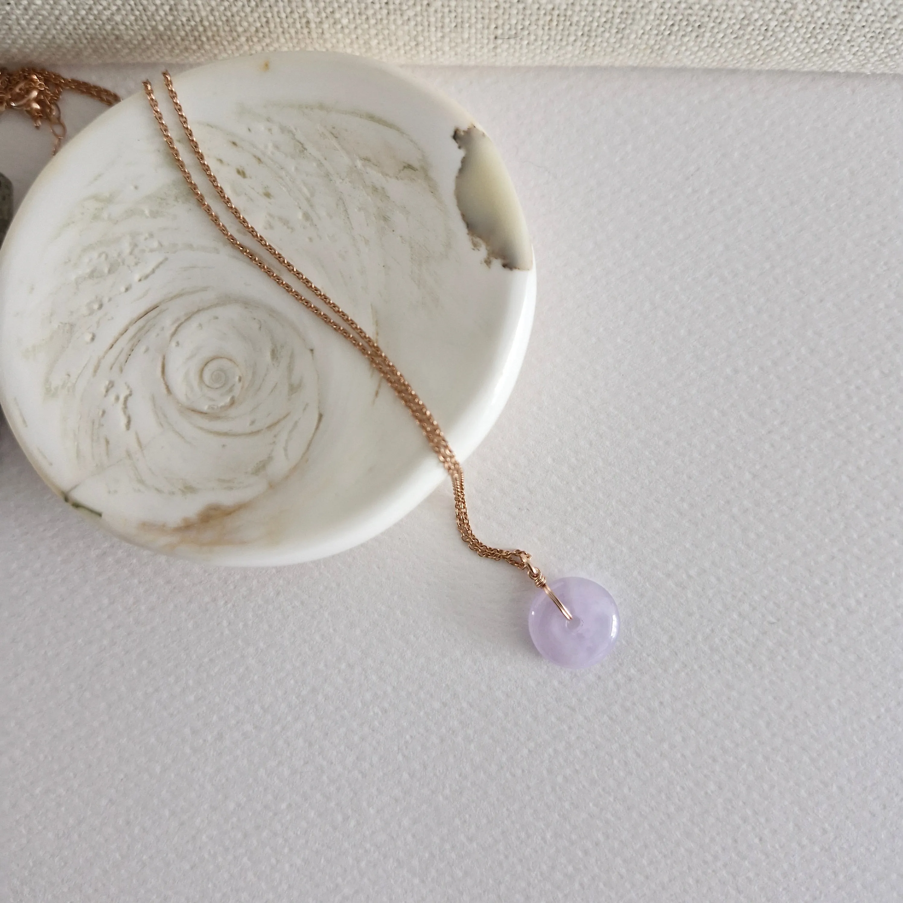 Edith Necklace / 13mm x 4mm Lavender Jade Donut