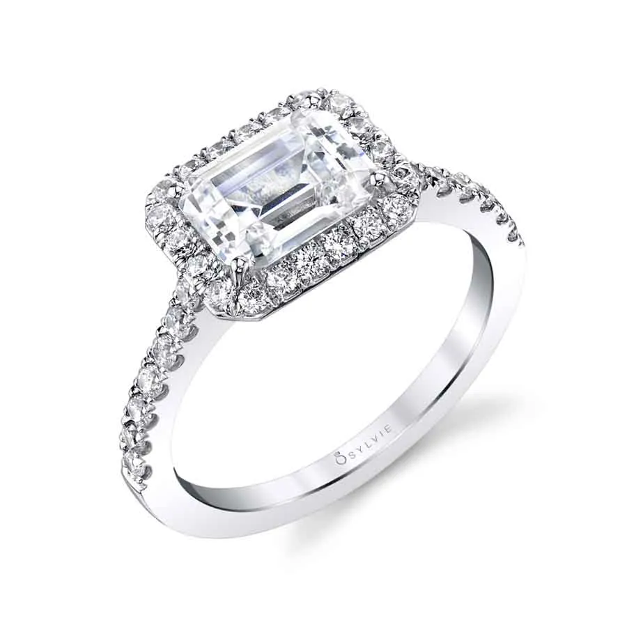 Emerald Cut Classic Halo Engagement Ring - Chantelle