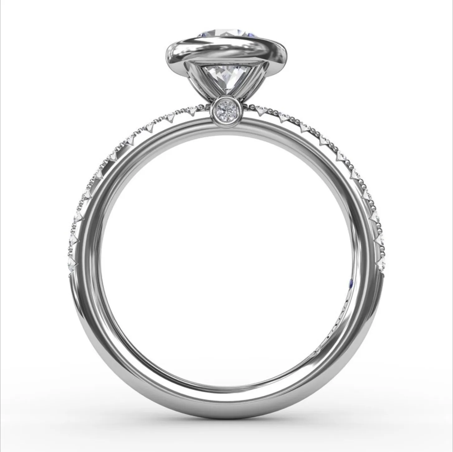 Fana Contemporary Bezel-Set Solitaire Engagement Ring With Diamond Band 3342